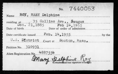 1955 > ROY, MARY Delphine