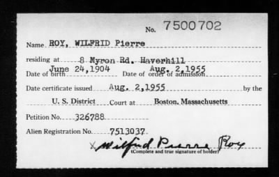 1955 > ROY, WILFRID Pierre