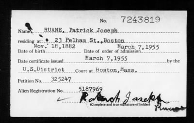 1955 > RUANE, Patrick Joseph