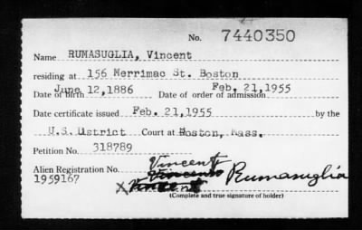 1955 > RUMASUGLIA, Vincent