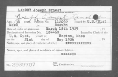 1929 > LANDRY Joseph Ernest