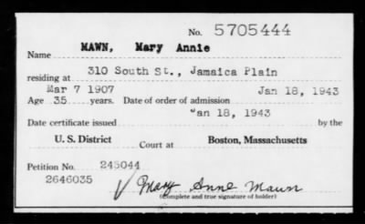 1943 > MAWN, Mary Annie