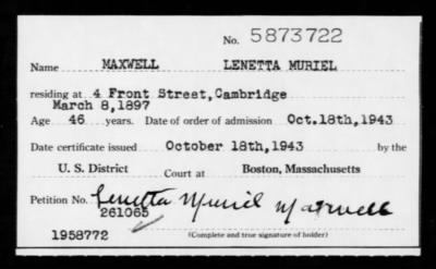 1943 > MAXWELL LENETTA MURIEL