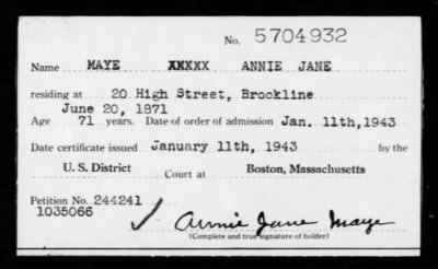 1943 > MAYE ANNIE JANE