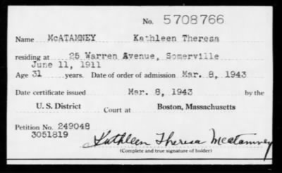 1943 > McATAMNEY Kathleen Theresa