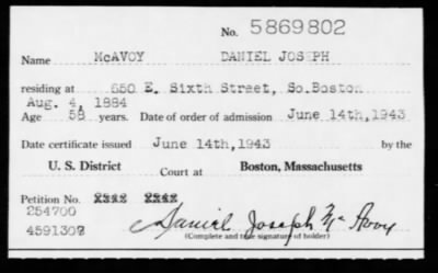 1943 > McAVOY DANIEL JOSEPH
