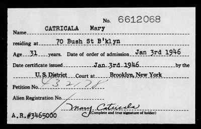 1946 > CATRICALA Mary