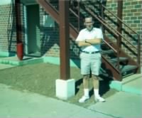 Bill Kover outside the barracks  
