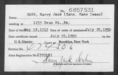 Thumbnail for 1950 > CAHN, Harry Jack