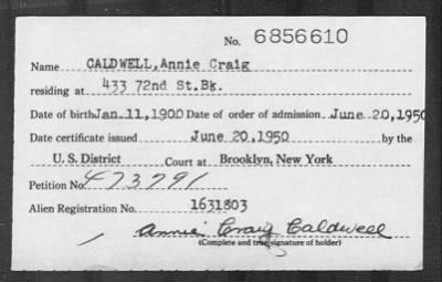 Thumbnail for 1950 > CALDWELL, Annie Craig