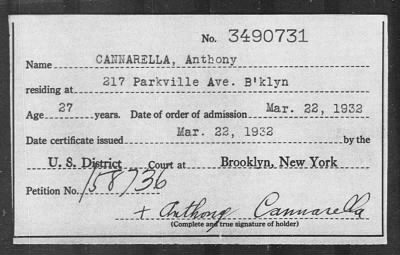 1932 > CANNARELLA, Anthony