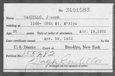 1932 > CARDILLO, Joseph