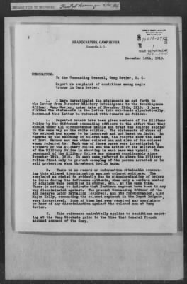 251-300 > 271 - IO-Camp Sevier, SC to the Commanding General. Re: Conditions among negro troops in Camp Sevier.