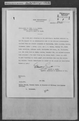 251-300 > 272 - Memo from Emmett J. Scott to Genl. E.L. Munson, Chief, Morale Branch. Re: Report made by colored Sgts. Cyrus W. Perry and I.H. Holmon.