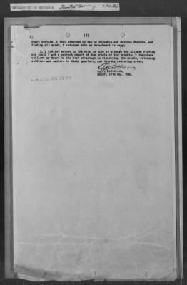 251-300 > 272 - Memo from Emmett J. Scott to Genl. E.L. Munson, Chief, Morale Branch. Re: Report made by colored Sgts. Cyrus W. Perry and I.H. Holmon.