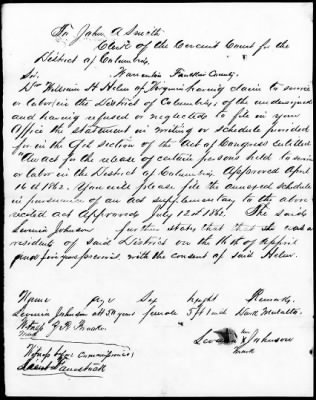 Emancipation Papers > Johnson, Levenia (Slave)