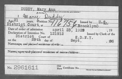 1929 > DUDDY, Mary Ann