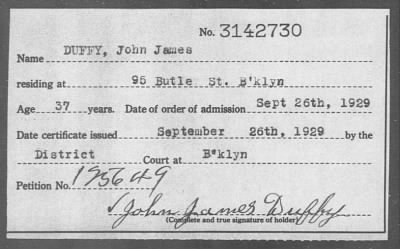 1929 > DUFFY, John James