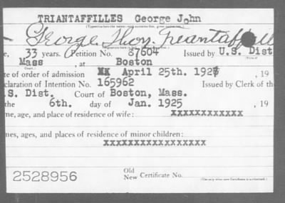 1927 > TRIANTAFILLES George John