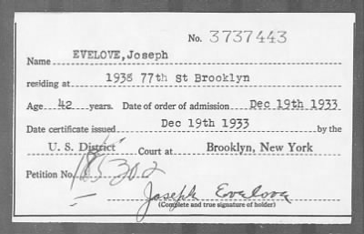 1933 > EVELOVE, Joseph