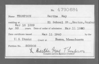 1900 > THOMPSON Bertha May