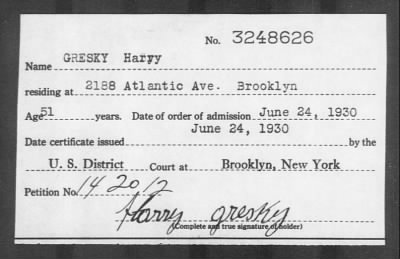 Thumbnail for 1930 > GRESKY Harry