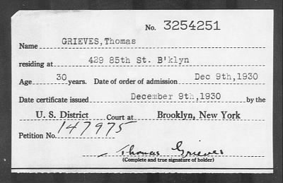 1930 > GRIEVES, Thomas