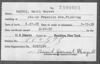 1956 > HAZELL, Basil Garnet