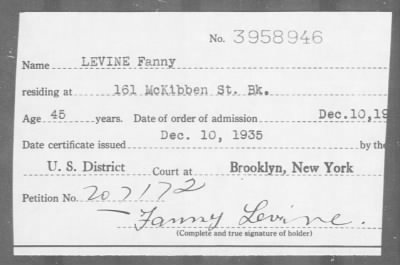 [Illegible] > LEVINE Fanny