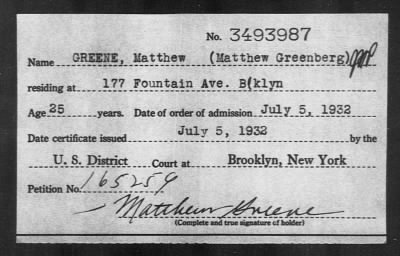 1932 > GREENE, Matthew