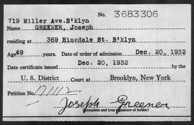 1932 > GREENER, Joseph