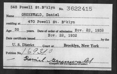 1932 > GREENWALD, Daniel