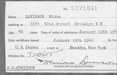 [Illegible] > LEVINSON Minna