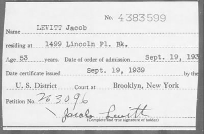 [Illegible] > LEVITT Jacob