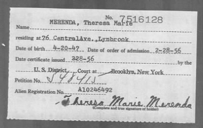 1956 > MERENDA, Theresa Marie