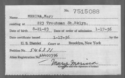 1956 > MERINA, Mary