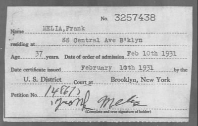 1931 > MELIA, Frank