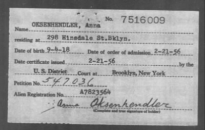 1956 > OKSENHENDLER, Anna