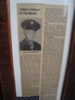 Article ran in local for Veteran of the Month