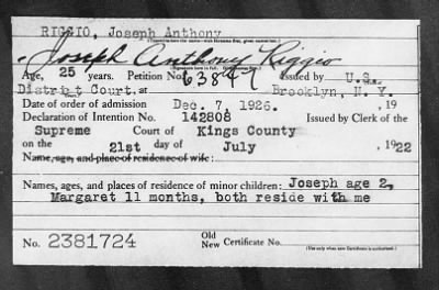 1926 > RIGGIO, Joseph Anthony