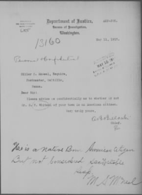 Old German Files, 1909-21 > B. F. Whitsel (#13160)