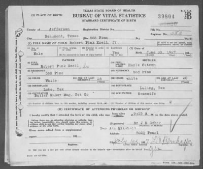 Page 1 in US Texas Birth Certificates 1903 1910 1926 1929 Fold3