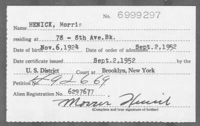 1952 > HENICK, Morris