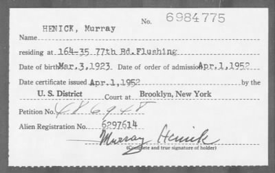 1952 > HENICK, Murray