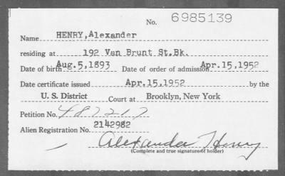 1952 > HENRY, Alexander