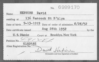 1952 > HEPBURN David
