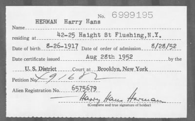 1952 > HERMAN Harry Hans