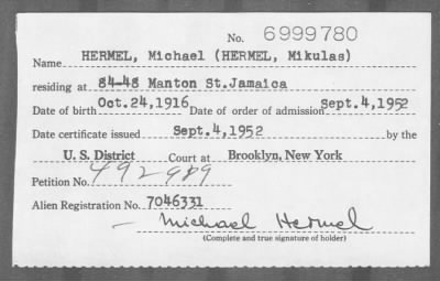 1952 > HERMEL, Michael (HERMEL, Mikulas)