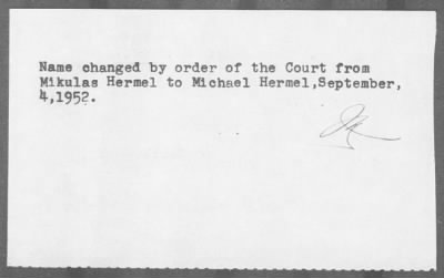 1952 > HERMEL, Michael (HERMEL, Mikulas)