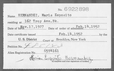 1952 > HERNANDEZ, Maria Esposito